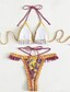 preiswerte Bikini-Sets-Damen Badeanzug Bikini Zweiteilig Bademode Rückenfrei Tropisch Strandbekleidung Blume Neckholder Ärmellos Badeanzüge