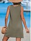 baratos Vestido Simples-Mulheres Minivestido Vestidos Para o Verão Vestido de verão Casual Diário Praia Normal Côr Sólida Sem Manga Gola Redonda Exército verde Preto Azul Bege Verão