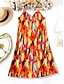 preiswerte Kunst &amp; Design Kleid-Damen Minikleid A Linie Kleid Sommerkleid Unterkleid Urlaub Lässig Normale Passform Grafik Farbblock Abstrakt Ärmellos V Ausschnitt Blau Orange Sommer Frühling