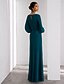billiga Formell / Svart slips-A-Linje Aftonklänning Elegant Klänning Formell Bröllopsgäst Golvlång Lång Ärmel V-Hals Stretch Crepe med Volanger