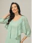 preiswerte Jacken-Damen Schultertücher Einfarbig Elegant Stilvoll Basic Dreiviertelarm Asymmetrisch Crop Tops Hochzeitsgast Strandhochzeit Pailletten Patchwork Salbeigrün Sommer Frühling Herbst
