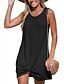 baratos Vestido Simples-Mulheres Minivestido Vestidos Para o Verão Vestido de verão Casual Diário Praia Normal Côr Sólida Sem Manga Gola Redonda Exército verde Preto Azul Bege Verão