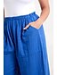 voordelige Effen katoenen linnen broek-Dames Katoenen linnen broek Broeken Streetwear Casual Lang Hoge taille Effen Zak Elastisch ontwerp met trekkoord Hoge snede Ademend Zacht Micro-elastisch Vakantie Straat Alledaagse kleding Zwart Wit