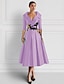 billiga Golvlängd-Broderade A-linje Cocktailklänningar Tuxedo Klänning Mor till bruden Elegant Formell Ankarlängd ¾ Långärmad Skjortkrage Fickor Satin med Applikationer