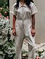 preiswerte Schlichte Hose aus Baumwollleinen-Damen Normal Baumwoll-Leinen-Hose Streetwear Einfarbig Kurzarm Hemdkragen Reißverschluss Ausgehen Wochenende Normale Passform Schwarz Rosa Blau Sommer