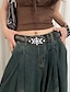 abordables ceinture-Ceinture Femmes PU Gris Noir Ceinture Taille Extérieur Week-end Fleuri