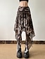 billige Grafiske nederdele-Dame Skjørte Mode Boheme Midi Alm. taljede Nederdele Blomstret Uregelmæssig hæm Trykt mønster Mikroelastisk Ferierejse Gade Brun Sommer Polyester