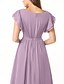 billige Brudepigekjoler-A-Line Brudepigekjole Rund Hals Lange Ærmer Elegant Gulvlængde Chiffon med Plisseringer  Rynkning
