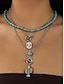 abordables Collier pour femme-Ensemble de colliers de perles turquoise superposées pour femmes - Bijoux bohèmes avec breloques cactus et gouttes, idéal pour les festivals, les concerts country et les tenues décontractées