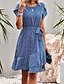 billiga Bohemklänningar-Dam Mini klänning Blommig klänning Boho-klänning Klänning med tryck Mode Klassisk Modern Semester Helgdag Utekväll Normal Blomma Kortärmad Rund hals Rubinrött Blå Brun Grön Sommar