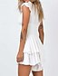 abordables Vestidos de Graduación-Mujer Mini vestido Vestido blanco Vestido de graduación Moda Fiesta Cumpleaños Cita Ajuste regular Plano Manga Corta Hombros Caídos Negro Blanco Verano