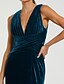 abordables Formel / Cravate noire-Robe en Velours Sirène  Trompette Robe de Soirée Gala Robe Formelle Semi-Formelle Décolleté Plongeant Mariage Longueur de Sol Sans Manches Sans Bretelles avec Plis