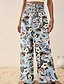 ieftine picior lat și talie înaltă-Pentru femei Pantaloni Modă Boho Lungime totală Natural Floral Imprimeu Confortabil Exterior Comfortabil În aer liber Vacanță Casul / Zilnic Caisă Albastru Ceruliu Deschis Roz Albastru Marin Închis