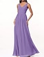 baratos Vestidos para Madrinhas-Vestido de Dama de Honra A-Line Decote V Sem Mangas Elegante Comprimento Total Chiffon com Plissado  Franzido