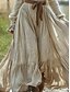 ieftine Rochii Boho-Pentru femei Rochie Lunga Rochie Maxi Rochie casual Rochie leagăn Rochie de vară Rochie Boho Epocă Vacanță Zilnic Concediu Fit regulat Culoare pură Manșon Lung În V Bej Vară