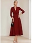 economico Lunghezza del pavimento-Abito Blazer A-Line Abito della Madre della Sposa Abito Tuxedo Crepe Stretch Elegante Semplice Collo a Revers Lunghezza Tè Manica 3/4 con Colore Solido