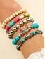 billige Dame armbånd-Boho western perlearmbåndssæt til kvinder – flerlags stretch-stable med turkis, træperler og cowboy støvle, fjer, tyr kranie vedhæng – festival, casual og gave smykker