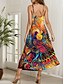 abordables Arte &amp; Diseño Vestidos-Mujer Vestido maxi Vestido de verano Vestido de una línea Vestido lencero Vacaciones Casual Fluido Playa Ajuste regular Floral Graphic Animal Sin Mangas Escote en Pico Correa de espagueti Amarillo