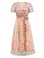 baratos Comprimento do chá-Vestido A-Line de Lantejoulas Mãe da Noiva Vestido Elegante V Neck Comprimento do Chão Renda Manga Curta com Faixa  Cinta Pregas