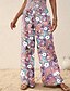 ieftine picior lat și talie înaltă-Pentru femei Pantaloni Modă Boho Lungime totală Natural Floral Imprimeu Confortabil Exterior Comfortabil În aer liber Vacanță Casul / Zilnic Caisă Albastru Ceruliu Deschis Roz Albastru Marin Închis
