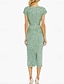 billige Uformell / Dagsbryllup-Paljett Blonder Sheath  Kolonne Mor til bruden Kjole Elegant Enkel Luksuriøs Bryllupsgjest Kjole V-Hals Te Lengde Midi Lengde Tulle Korte Ermer