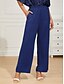 abordables pierna ancha y cintura alta-Mujer Perneras anchas Chinos Básico Longitud total Alta cintura Plano Bolsillo Cintura elástica Confortable Suave Cómodo Microelástico Formal Boda Azul Real Verano Primavera Ajuste regular