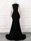 billige SVART-Mermaid  Trumpe Kveldsdrakt Elegant Kjole Kveldsfest Prom Domstol Tog Uten Ermer Crew Hals Stretch Krepp med Perle Applikasjoner