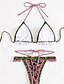 preiswerte Bikini-Sets-Damen Badeanzug Bikini Zweiteilig Bademode Rückenfrei Tropisch Strandbekleidung Blume Neckholder Ärmellos Badeanzüge