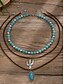 abordables Collier pour femme-Ensemble de colliers de perles turquoise superposées pour femmes - Bijoux bohèmes avec breloques cactus et gouttes, idéal pour les festivals, les concerts country et les tenues décontractées
