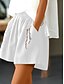 preiswerte Schlichte Hose aus Baumwollleinen-Damen Shorts einfarbig Chinos modisch basic kurz mittelhoch tailliert schlicht Taschen elastischer Bund Komfort Outdoor mikro-elastisch Urlaub Street lässig Olivgrün Schwarz Weiß Blau Sommer reguläre