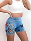 baratos Shorts quentes-Mulheres Calção Shorts de verão Shorts de praia Férias Vintage Roupa de rua Curto Cintura Alta Tecido Cintura elástica Estampado Conforto Leve Macio Com Stretch Ao ar livre Rua Casual Azul Azul