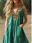 ieftine Rochii Boho-Pentru femei Rochie Lunga Rochie Maxi Rochie casual Rochie leagăn Rochie de vară Rochie Boho Epocă Vacanță Zilnic Concediu Fit regulat Floral Fără manșon În V Trifoi Vară