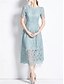 economico Sotto 129,99 $-Abito Madre della sposa Abito elegante Collo tondo Lunghezza tè Pizzo Maniche corte con pizzo