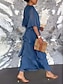 voordelige Eenvoudige jurk-Dames Maxi Jurk A-lijn Jurk Effen Kleur Zomer Jurk Rimpel Jurk Casual Dagelijks Reguliere Pasvorm Grafisch Halve Mouw V-hals Roze Marineblauw Blauw Fuchsia Zomer