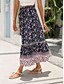 abordables Jupes graphiques-Femmes Jupe Trapèze Bohème Occasionnel Midi Taille haute Jupes Fleuri Avec Poches Imprimé Micro-Élastique Rue Quotidien Rouge Orange Bleu de minuit Abricot Été Rayonne