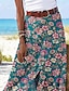 abordables Jupes graphiques-Femmes Jupe Occasionnel Boho Maxi Taille Basse Jupes Fleuri Imprimé Fendu Micro-Élastique Vacances Rue Vert foncé Été Polyester