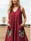 ieftine Rochii Boho-Pentru femei Rochie Lunga Rochie Maxi Rochie casual Rochie leagăn Rochie de vară Rochie Boho Epocă Vacanță Zilnic Concediu Fit regulat Floral Fără manșon În V Roșu Vin Vară