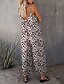 abordables monos casuales-Mujer Normal Mono Ropa de calle Leopardo Sin Mangas Escote en Pico Bolsillo Estampado Diario Festivos Ajuste regular Rosa Azul Real Marrón claro Verano
