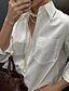 abordables Vestidos casuales blancos-Mujer Camisa Blusa Plano Moderno Casual Manga Larga Cuello Camisero Tops regulares Diario Festivos Noche Botones Bolsillo Blanco Verano