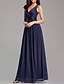preiswerte Kleider für Hochzeitsgäste-A-Linie Hochzeitsgast Kleider Partykleid Abendparty Abschlussball Bodenvoll Ärmellos V-Ausschnitt Baumwolle Rückenfrei mit Glitzer gerafft
