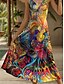 abordables Arte &amp; Diseño Vestidos-Mujer Vestido maxi Vestido de verano Vestido de una línea Vestido lencero Vacaciones Casual Fluido Playa Ajuste regular Floral Graphic Animal Sin Mangas Escote en Pico Correa de espagueti Amarillo