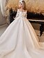 baratos Vestidos para Menina das Flores de Casamento-Vestido de Bola Com Cauda de Arrasto  Escova Vestido de Padrinho de Flores Primeira Comunhão Frozen Elsa Meninas Vestido de Formatura Fofo Tule com Tutu Estilo Real Pregueado para 3-16 Anos