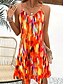 preiswerte Kunst &amp; Design Kleid-Damen Minikleid A Linie Kleid Sommerkleid Unterkleid Urlaub Lässig Normale Passform Grafik Farbblock Abstrakt Ärmellos V Ausschnitt Blau Orange Sommer Frühling