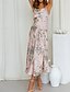 billige Print blomstrede kjoler-Dame Midikjole Blomster kjole Boho-kjole Print kjole Mode Klassisk udendørs Ferierejse Ferie Regulær Blomst Uden ærmer Spaghettistropper Lyserød Navyblå Orange Sommer