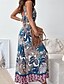 preiswerte lässige Overalls-Damen Normal Overall Streetwear Blumen Ärmellos V Ausschnitt Druck Straße Täglich Normale Passform Marineblau Königsblau Blau Sommer