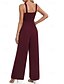 billiga casual jumpsuits-Dam Vanligt Jumpsuits Streetwear Ensfärgat Ärmlös U-hals Ficka Gata Dagligen Normal Svart Vin Marinblå Sommar