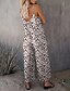abordables monos casuales-Mujer Normal Mono Ropa de calle Leopardo Sin Mangas Escote en Pico Bolsillo Estampado Diario Festivos Ajuste regular Rosa Azul Real Marrón claro Verano