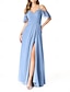 preiswerte Brautjungfernkleider-A-Linie Brautjungfernkleid Spaghetti-Träger Ärmellos Elegantes Bodenlang Chiffon mit Falten  Geteilte Front  Raffung