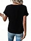 tanie gładka koszulka-Koszulka damska T-shirt jednolity kolor gładka modna nowoczesna casual krótki rękaw okrągły dekolt regularne bluzki codzienne weekendowe zamek guziki czarny wino niebieski fioletowy lato