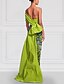 billiga Ballgowns för kvällsbruk-Blommig Broderad Kolonn Aftonklänning Elegant Klänning Formell Bröllop Golvlängd Kort Ärmar Off Shoulder Siden med Slits